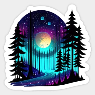 Galactic Forest IV - Black BG Sticker